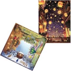 Pintoo - Two Plastic Jigsaw Puzzles Bundle - 1200 Piece - ペい - Sky Lantern Festival and 1600 Piece - Jacek Yerka - Four Seasons [H2412 H1918]