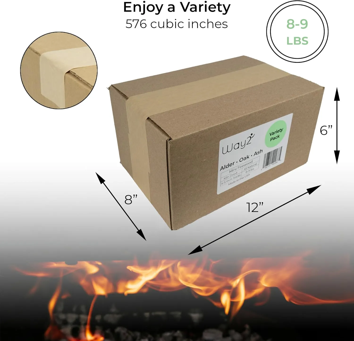 Pizza Oven Wood Variety Pack | Kiln-Dried Oak, Alder & Ash | 8-9 lbs | 4-5 inch Cooking Wood | Compatible with Solo Stove, Gozney & More | Mini Firewood for Fire Pits, Campfires & Smoking