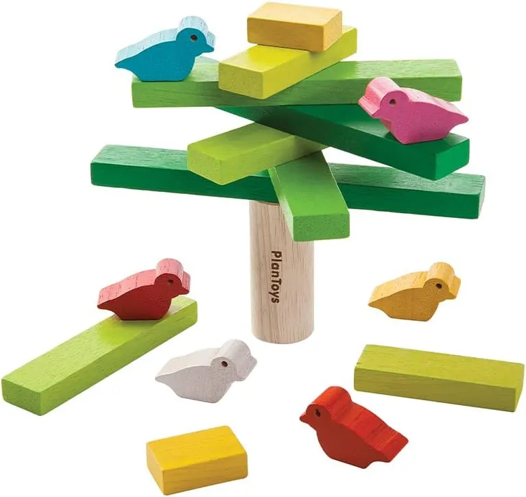 PlanToys Wooden Balancing Tree Learning Toy (5140) | Sustainably Made from Rubberwood and Non-Toxic Paints and Dyes