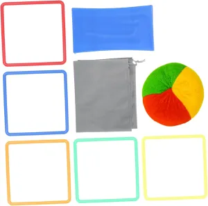 Plastic Jumping Ring Game Set 10 Square Rings 12 Connectors Beanbags Storage Bag for Boys and Girls' Play