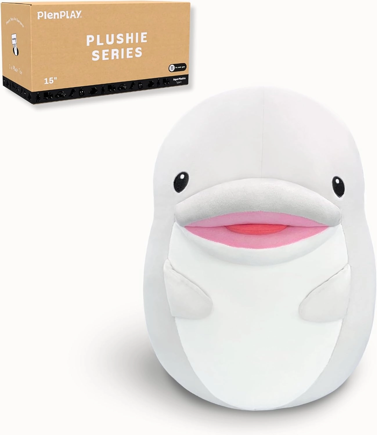 PlenPLAY 15" Large Baby Whale Plush Toy Pillow - Super Soft and Huggable Plushies for Kids and Whale Lovers - Meet G.Ricky, Your Cute Ocean Companion