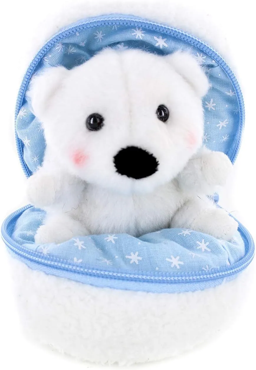 Plushland Snowball Stuffed Zip up Animal Cute Plush Animals Assortment Soft Toy for Girlfriend, Family Members and Friends (New Polar Bear)