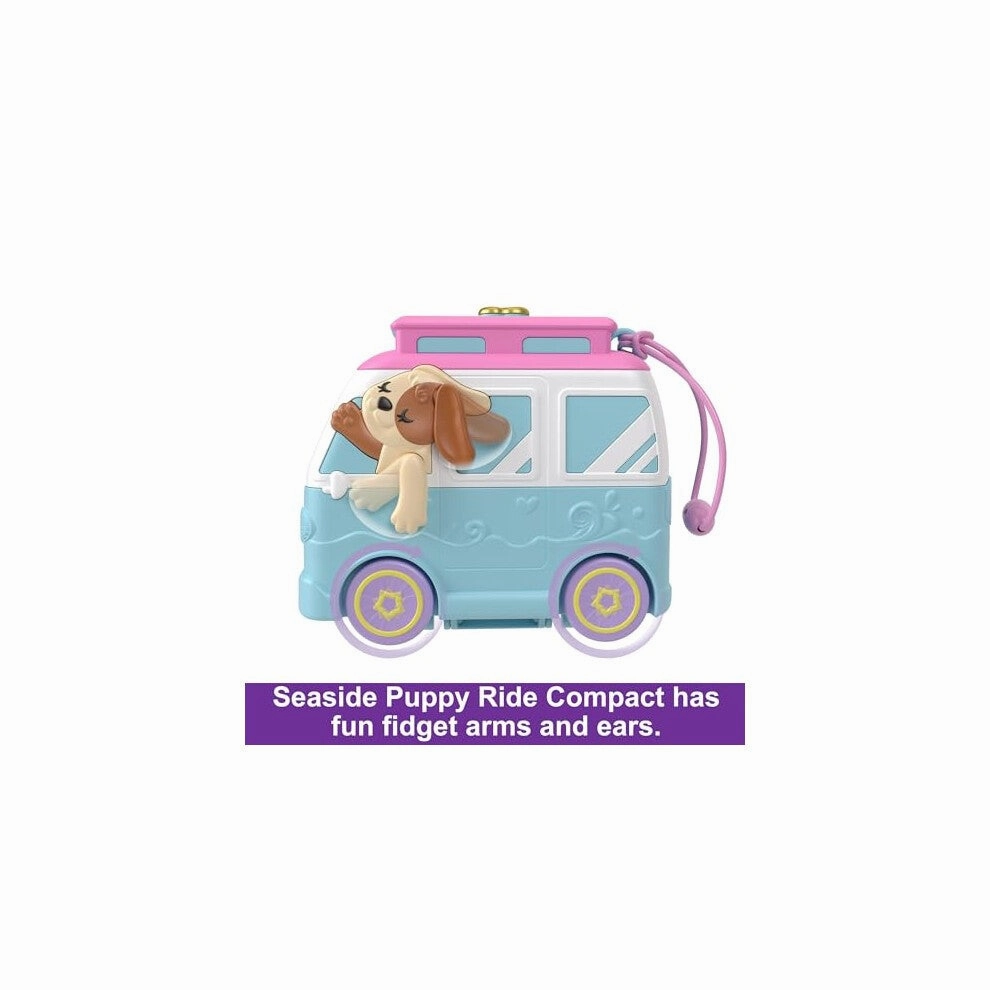 Polly Pocket Dolls And Playset, Travel Toys, Seaside Puppy Ride Compact