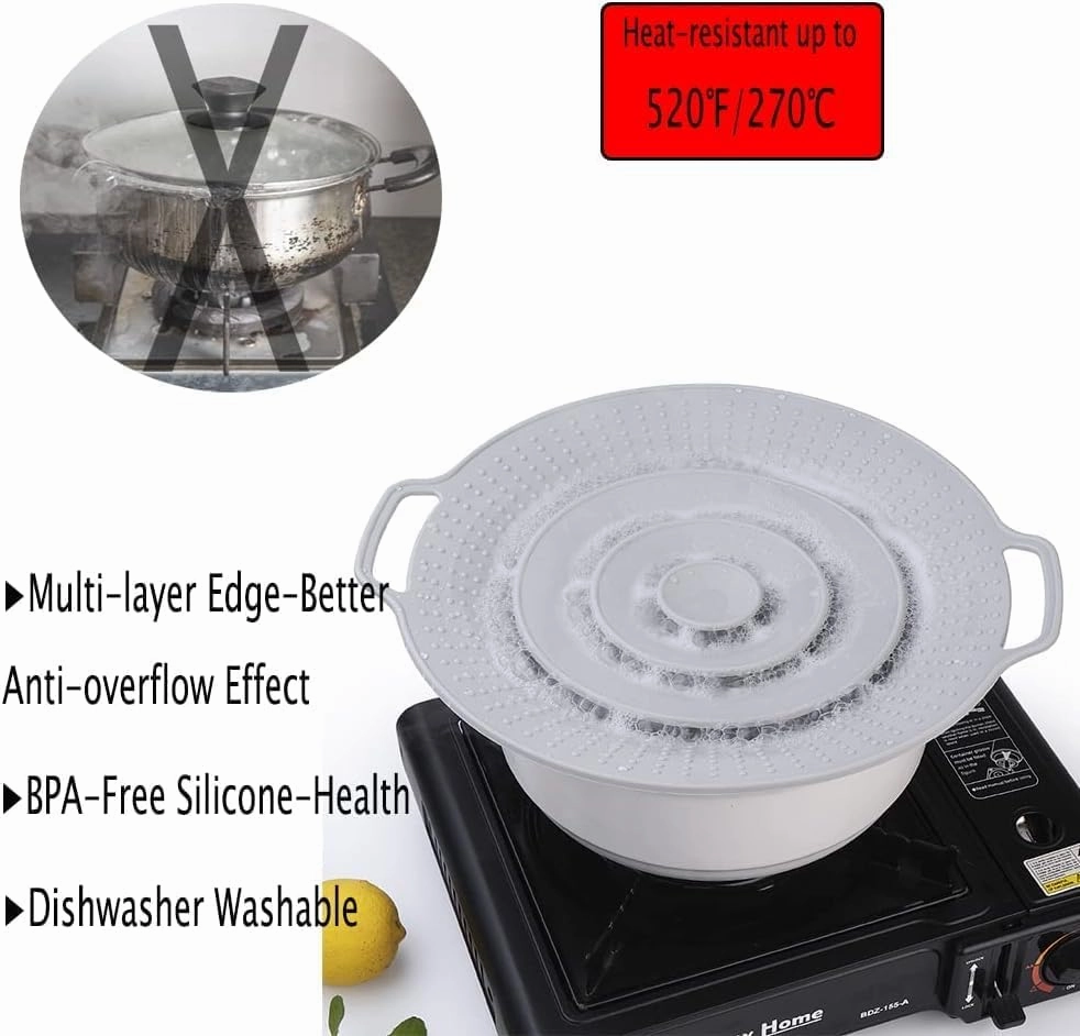 Pot Cover Spill Stopper Lid - Thicken Silicone Boil Over Spill Safeguard,FDA Food Grade Stopper Lid Cover for Pots And Pans, BPA- Instant Pot Cover, Fits Openings 6" to 10" in Diameter