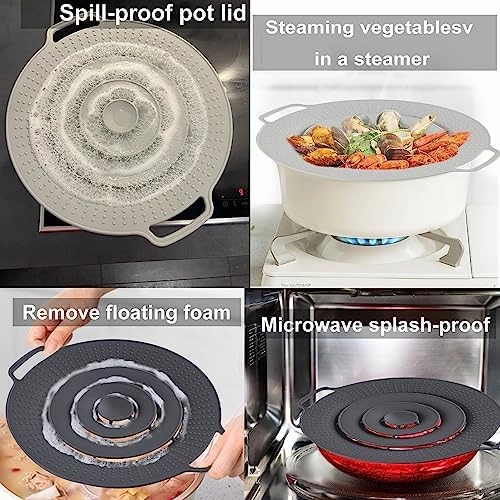 Pot Cover Spill Stopper Lid - Thicken Silicone Boil Over Spill Safeguard,FDA Food Grade Stopper Lid Cover for Pots And Pans, BPA- Instant Pot Cover, Fits Openings 6" to 10" in Diameter