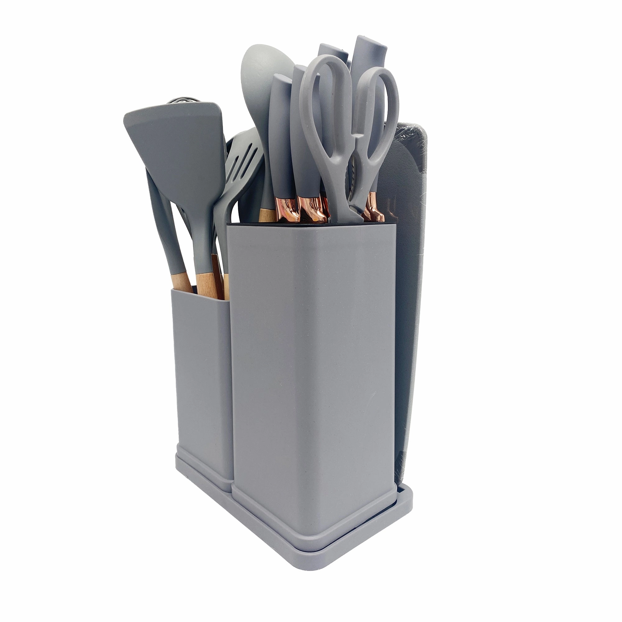 Premium 19-Piece Cooking Utensils and Knife Block Set with Mini Cutting Board
