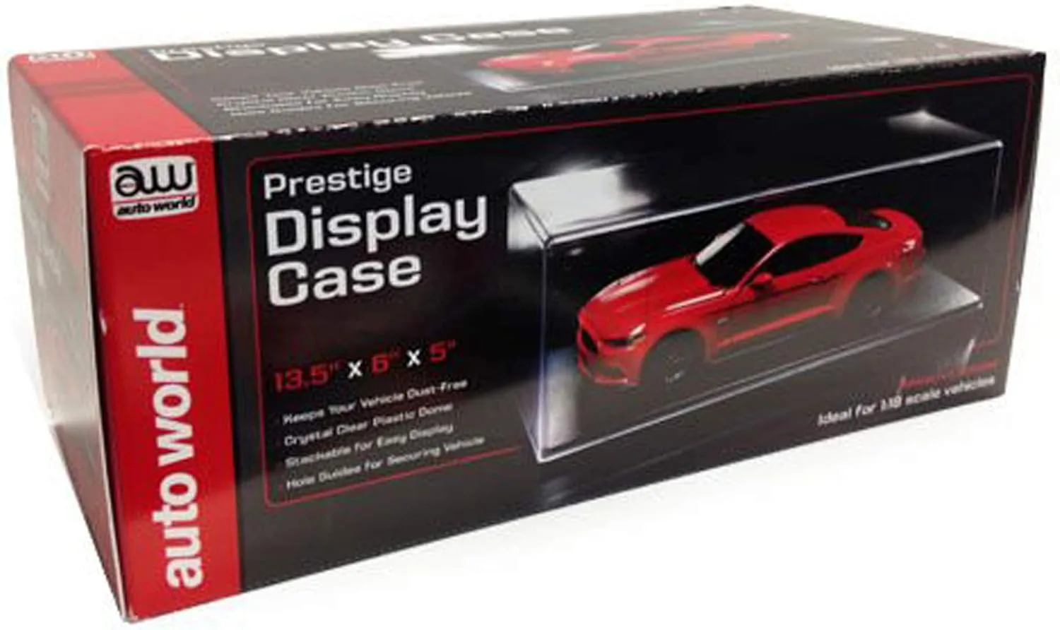 Prestige Collectible Display Show Case for 1/18 1/24 Models by Autoworld Awdc001, Red