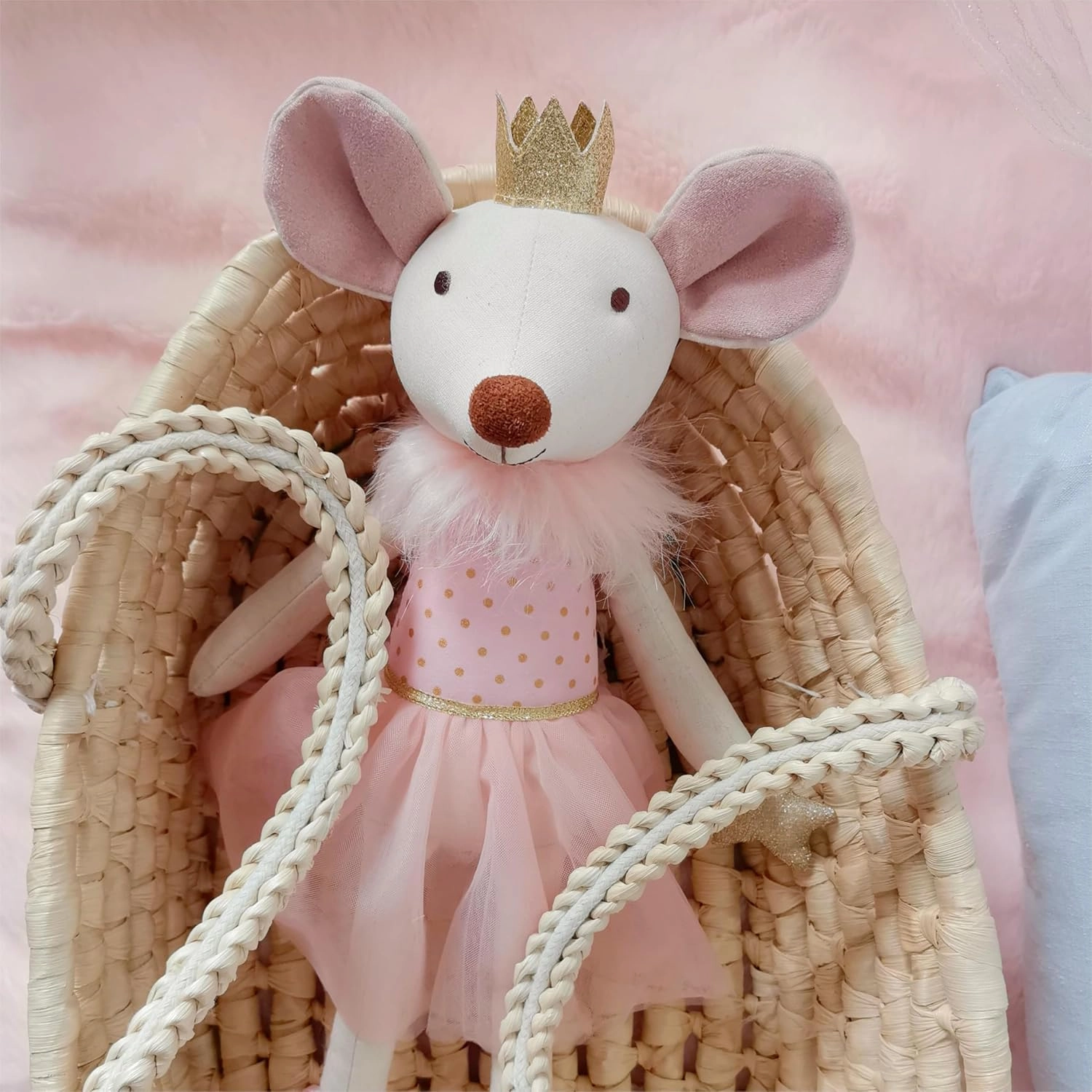 Princess Mouse Stuffed Animals,15.7" Pink Rat Plushies with Lace Skirt,Cute Stuffed Animal for Girls As Birthday