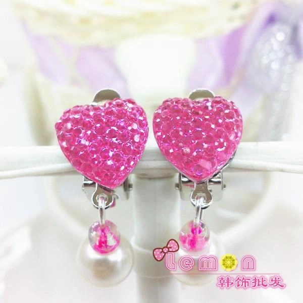 Princess Themed Children's Clip-on Earrings Piercing Required Love Heart