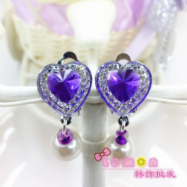Princess Themed Children's Clip-on Earrings Piercing Required Love Heart
