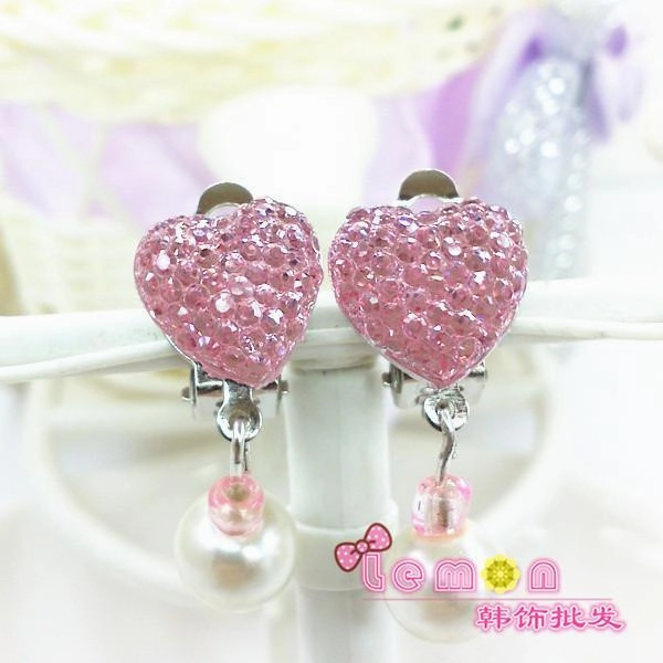 Princess Themed Children's Clip-on Earrings Piercing Required Love Heart