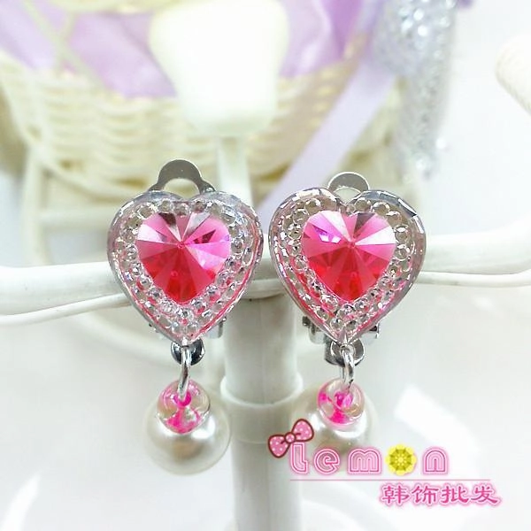 Princess Themed Children's Clip-on Earrings Piercing Required Love Heart