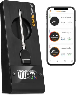 ProTemp Plus Next-Gen Wireless Meat Thermometer Digital Unlimited Range Bluetooth & WiFi Enabled Smart Cooking Grilling Smoker BBQ Oven Kitchen Rotisserie (Stand   1 Probe)