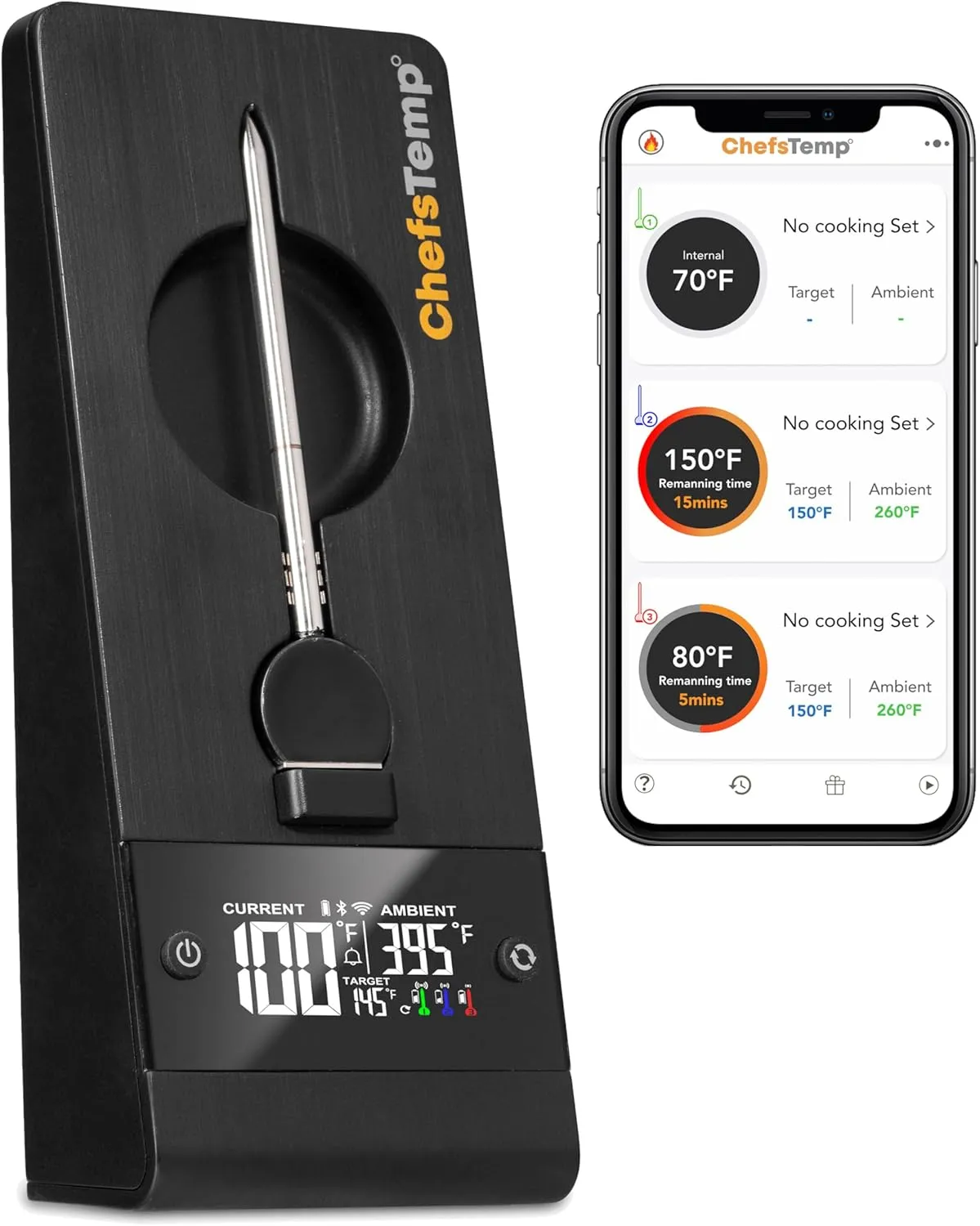 ProTemp Plus Next-Gen Wireless Meat Thermometer Digital Unlimited Range Bluetooth & WiFi Enabled Smart Cooking Grilling Smoker BBQ Oven Kitchen Rotisserie (Stand   1 Probe)