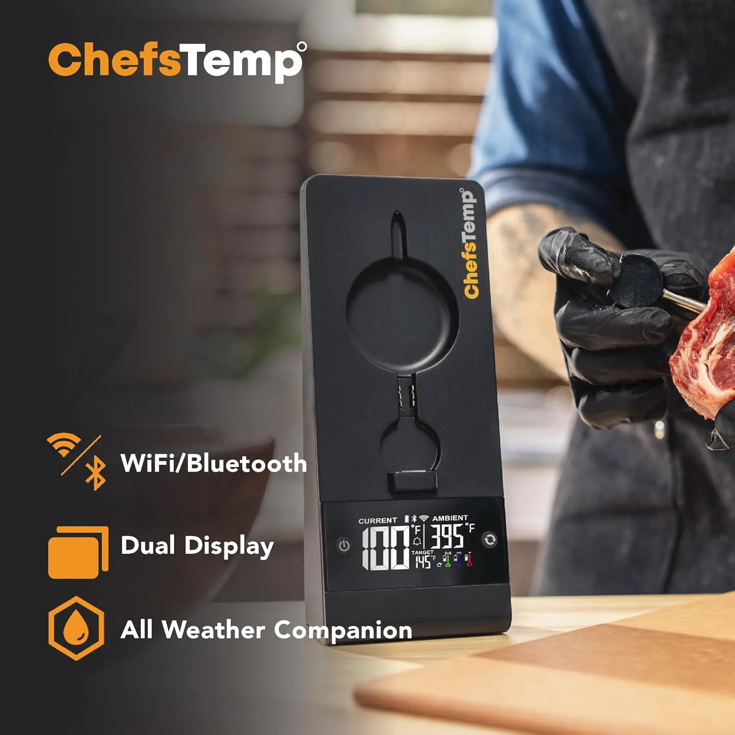 ProTemp Plus Next-Gen Wireless Meat Thermometer Digital Unlimited Range Bluetooth & WiFi Enabled Smart Cooking Grilling Smoker BBQ Oven Kitchen Rotisserie (Stand   1 Probe)