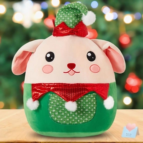 Puppy Plush Stuffed Animals Christmas Elf Dog Original Plushie Super Soft Cozy Cuddle Pillow Holiday Xmas Decor Gift for Boys Girls, 12"