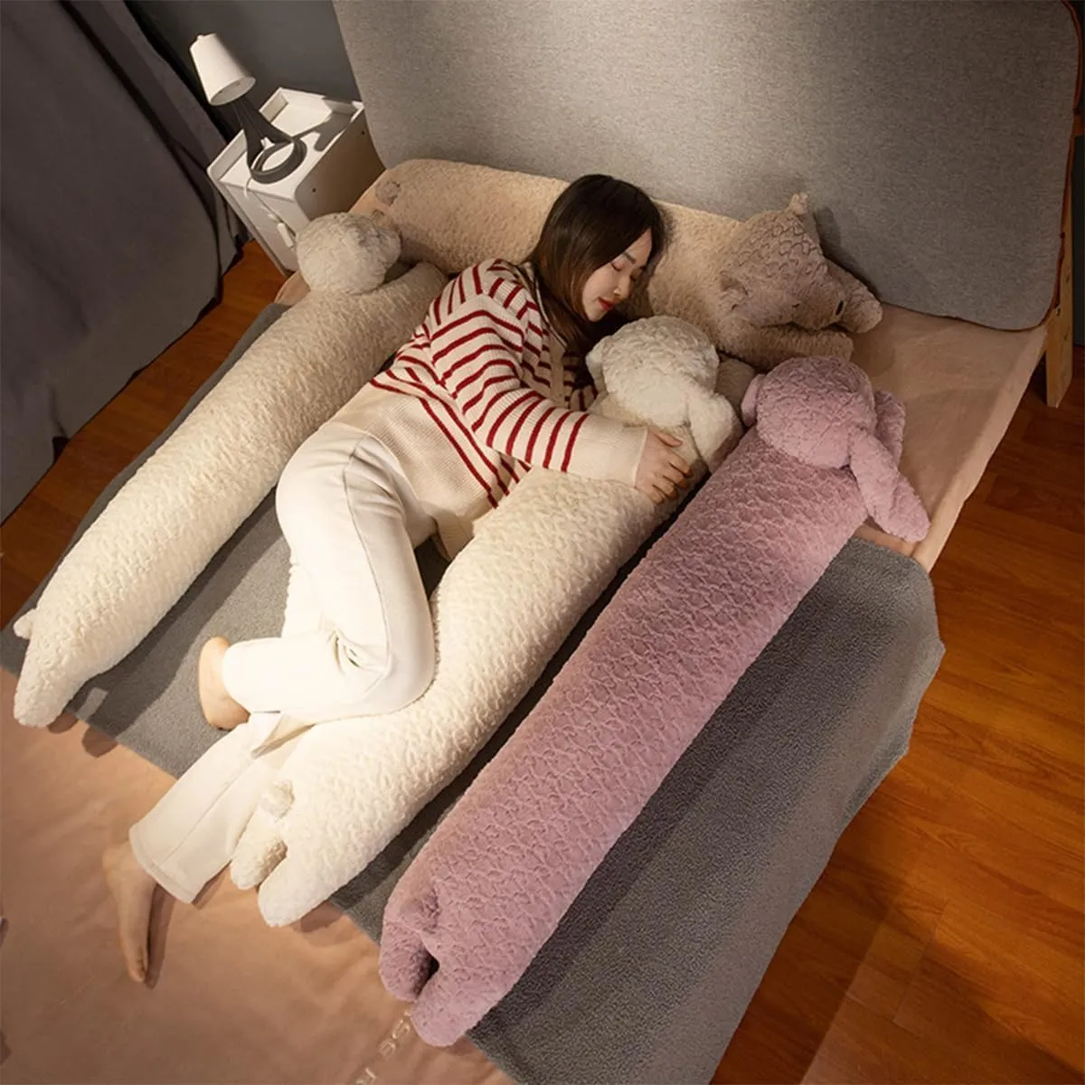 Rabbit Plush Pillow - 47 inch Long Plush Toy - Birthday, Christmas, Valentine's Day Gift for Kids