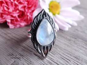 Rainbow Moonstone Ring or Pendant (Choose Your Size)