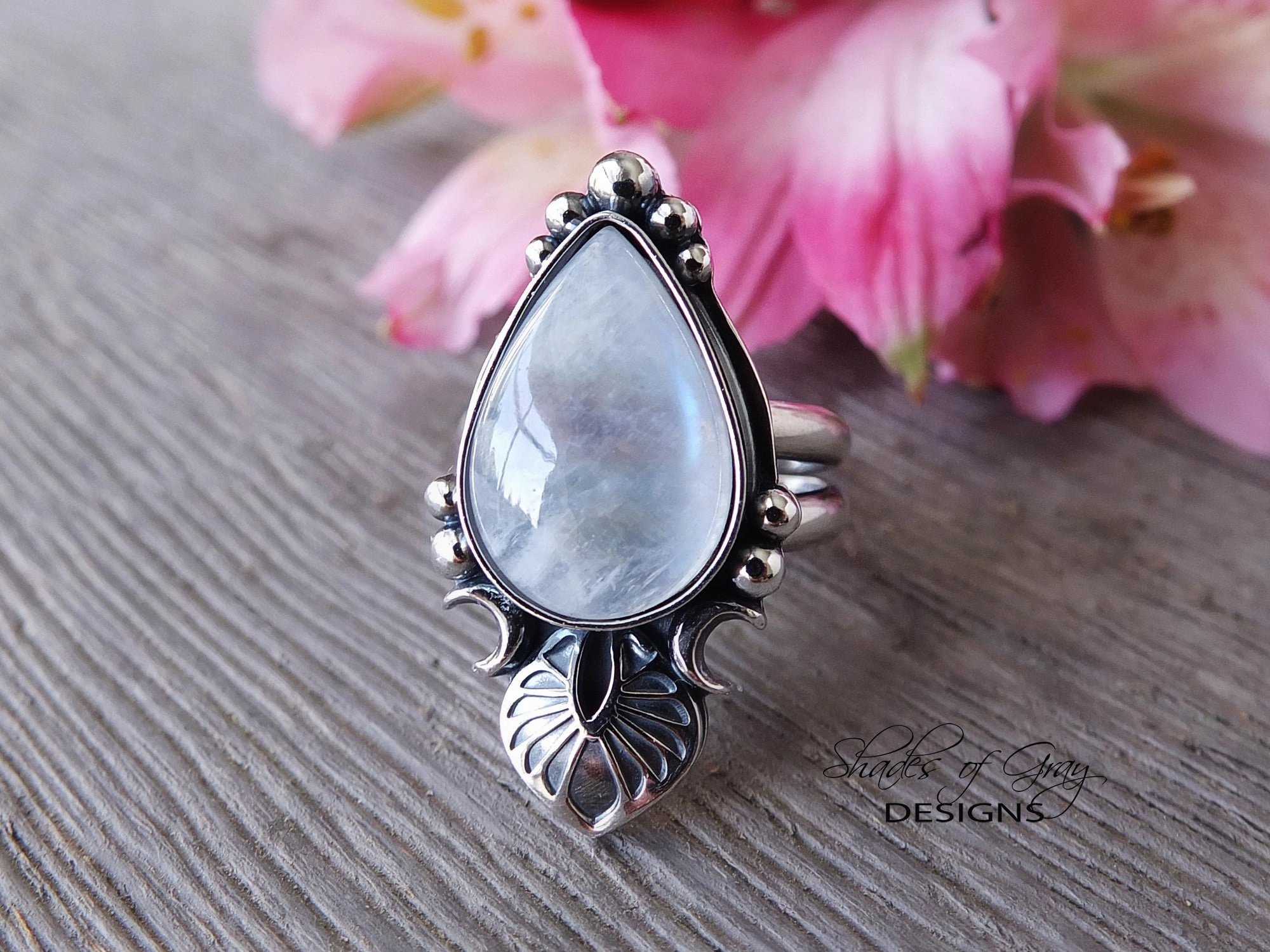 Rainbow Moonstone Ring or Pendant (Choose Your Size)