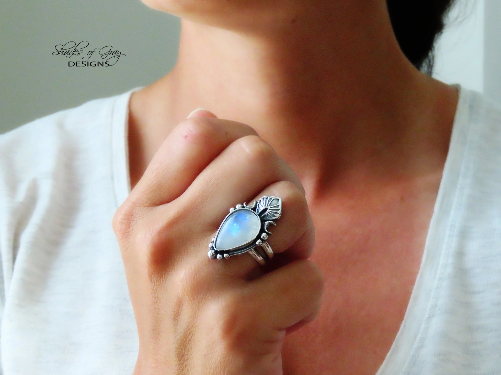 Rainbow Moonstone Ring or Pendant (Choose Your Size)