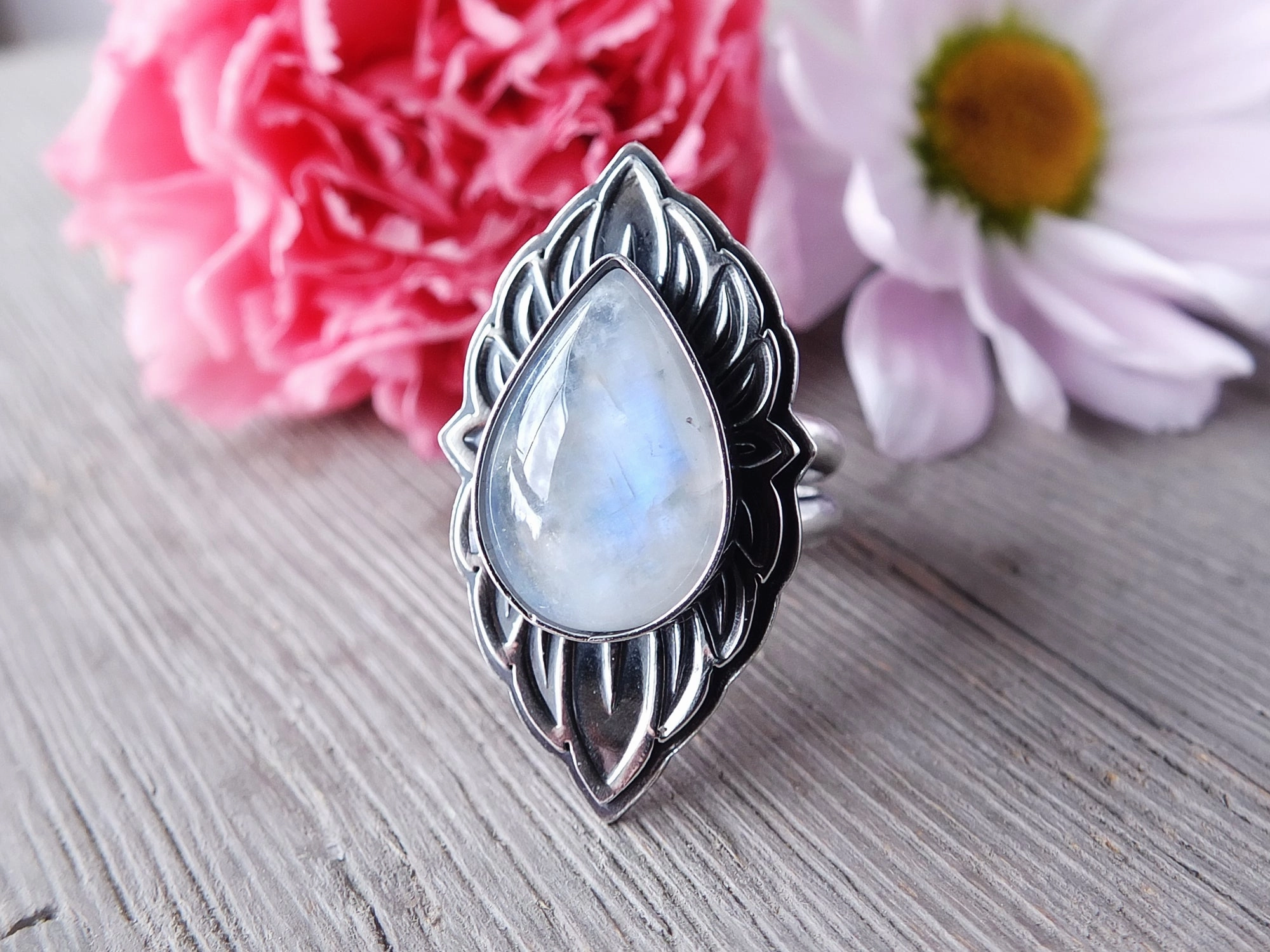 Rainbow Moonstone Ring or Pendant (Choose Your Size)