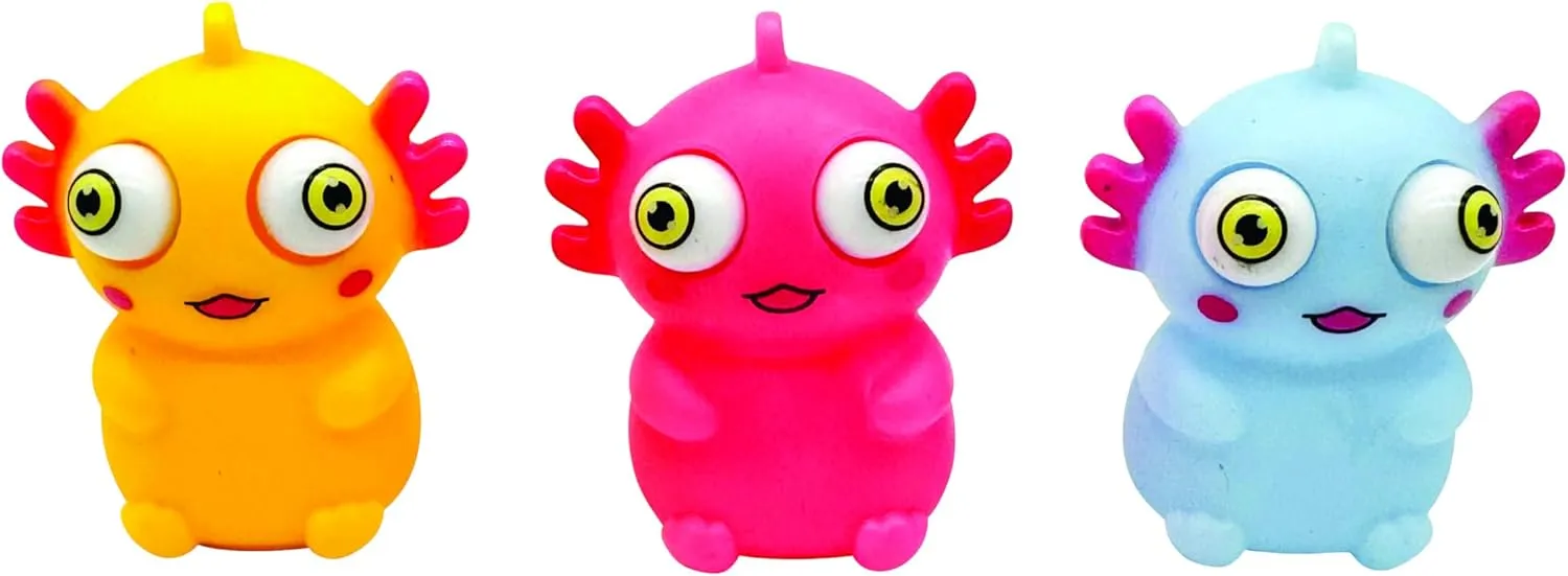 Raymond Geddes Pop-Eyed Axolotl Toys - Pack of 24 - Fun and Squishy Animal Collectibles for Kids