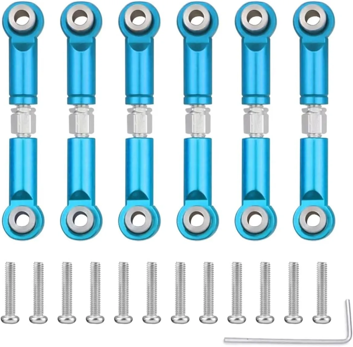 Rc Connecting Rod Tie Rod for Wltoys A959 A959-B A949 A969 A979 K929 1/18 Metal Front Rear Tie Rod Linkage Servo Link Rod Set RC Car Upgrades Parts Accessorie Use(Blue)