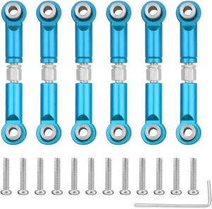 Rc Connecting Rod Tie Rod for Wltoys A959 A959-B A949 A969 A979 K929 1/18 Metal Front Rear Tie Rod Linkage Servo Link Rod Set RC Car Upgrades Parts Accessorie Use(Blue)