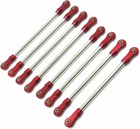 Rc Connecting Rod Tie Rod for Yikong YK4106 YK4107 1/10 8pcs Metal Pull Rod Link Rod Linkage RC Crawler Car Off-Road Vehicle Parts and Accessories Upgrade Replacement Use(Red)