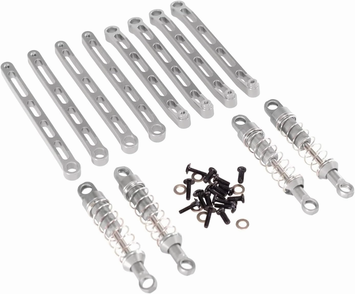 Rc Shock Absorber For MN For MN168 For MN78 1/12 Metal Upgrade External For Spring Shock Absorber Fixed Rod RC Car Parts Accessories Upgrade Replacement And Use(Silver)