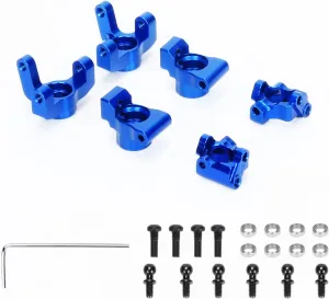 RCAWD for Losi Mini-T 2.0 1/18, Mini-B 1/16 Upgrades, Front Spindle Steering Hub Carrier& Caster Block, Front Camber Block C Hub& Rear Hub Carrier Parts for #LOS214006, #LOS311005, #LOS214005 Blue