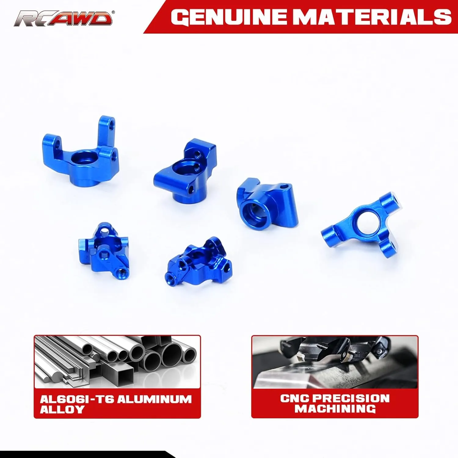 RCAWD for Losi Mini-T 2.0 1/18, Mini-B 1/16 Upgrades, Front Spindle Steering Hub Carrier& Caster Block, Front Camber Block C Hub& Rear Hub Carrier Parts for #LOS214006, #LOS311005, #LOS214005 Blue