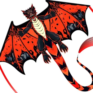 Red Evil Dragon Kite for Kids & Adults Easy to Fly,Single Line String with Tail for Beach Flying Kites,Kite for Outdoor Activities Family Parties and Beach Games (Red Evil Dragon)