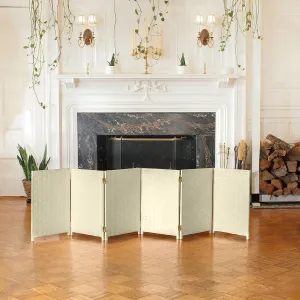Red Lantern 2 ft. Short Woven Fiber Folding Screen - 6 Panel - Cream