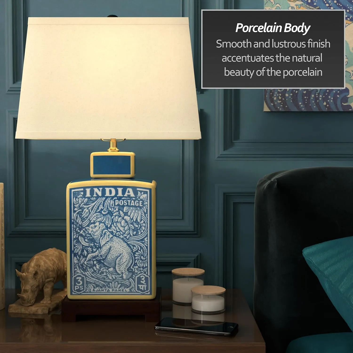 Red Lantern 23" Blue Indian Elephant Table Lamp