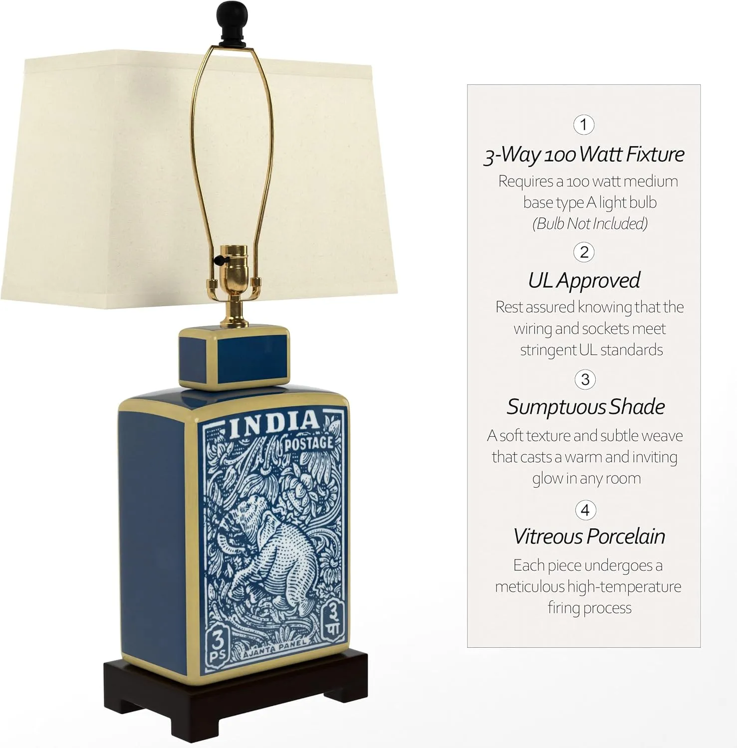 Red Lantern 23" Blue Indian Elephant Table Lamp