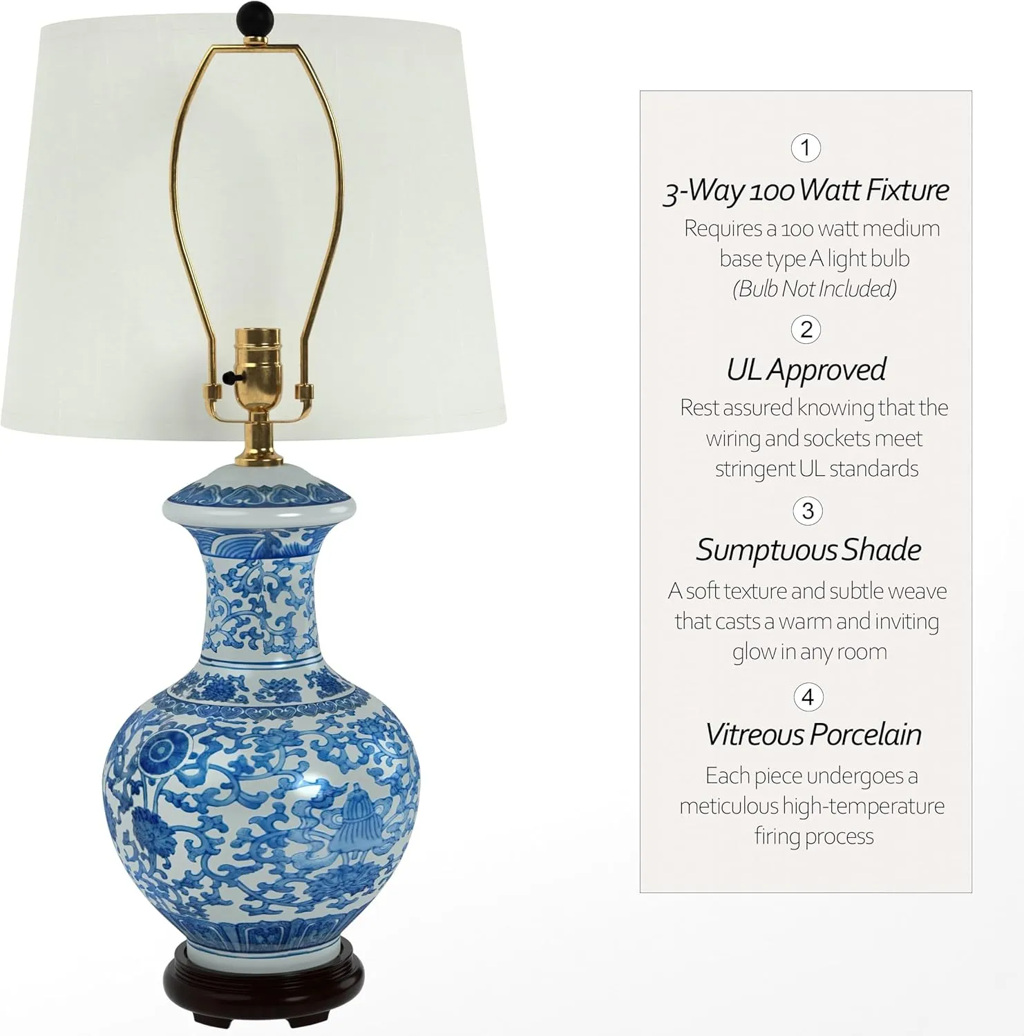 Red Lantern 24.5" Blue & White Porcelain Round Vase Lamp