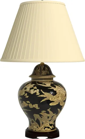 Red Lantern 28" Black and Tan Floral Bouquet Vase Lamp