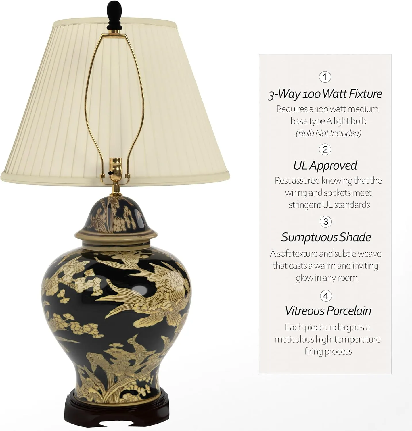 Red Lantern 28" Black and Tan Floral Bouquet Vase Lamp