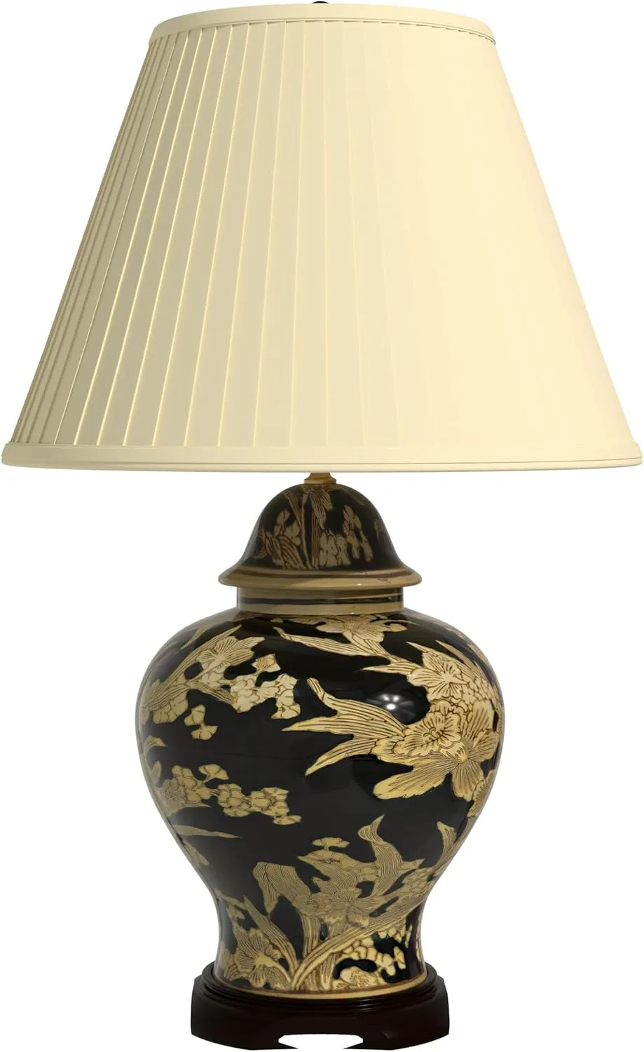 Red Lantern 28" Black and Tan Floral Bouquet Vase Lamp