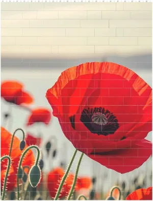 Red Poppy Flower Building Block Puzzle Personalized Building Bricks for Adults Block Puzzle Building DIY Brick Block Puzzles Valentine's Day Gifts for Home Decor Brick Puzzle