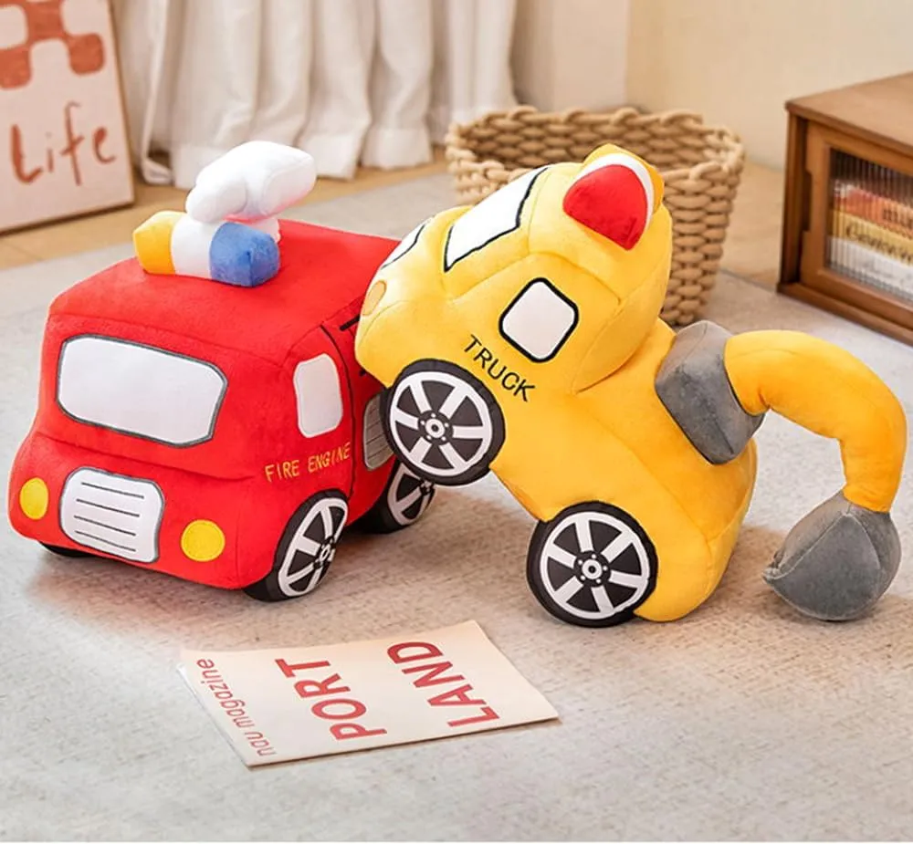Red School Bus Plush Toy Car Cute Cartoon Pillow Stuffed Van Car Cushion Plush Car Gift Cushion Children's Birthday Party Gift (11X7X6Inch)