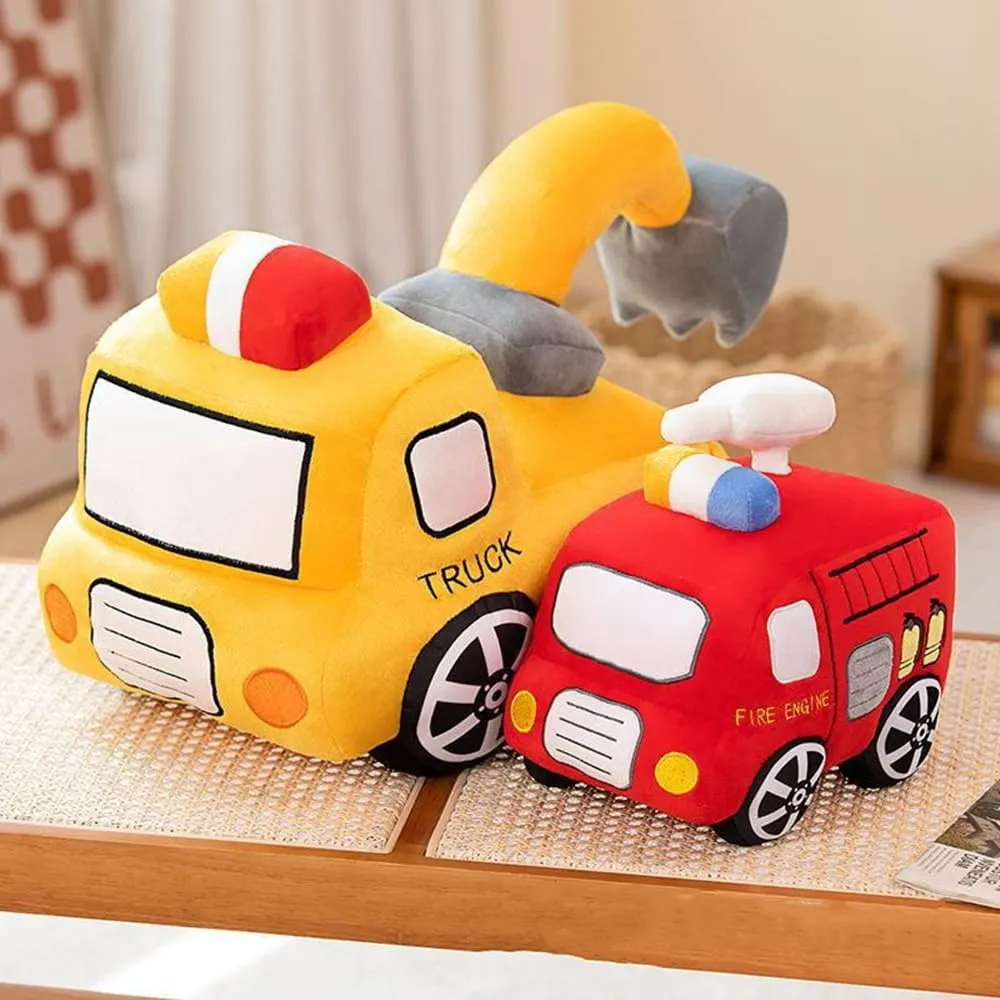 Red School Bus Plush Toy Car Cute Cartoon Pillow Stuffed Van Car Cushion Plush Car Gift Cushion Children's Birthday Party Gift (11X7X6Inch)