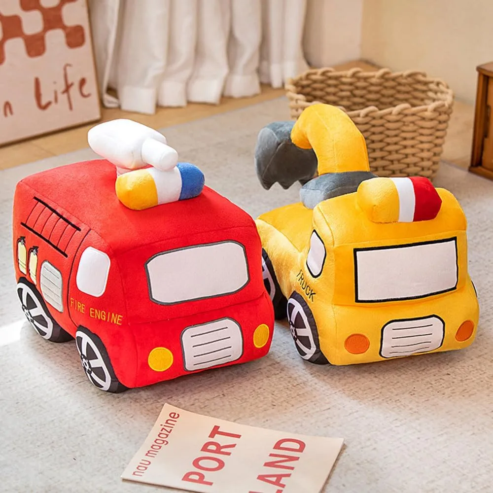 Red School Bus Plush Toy Car Cute Cartoon Pillow Stuffed Van Car Cushion Plush Car Gift Cushion Children's Birthday Party Gift (11X7X6Inch)