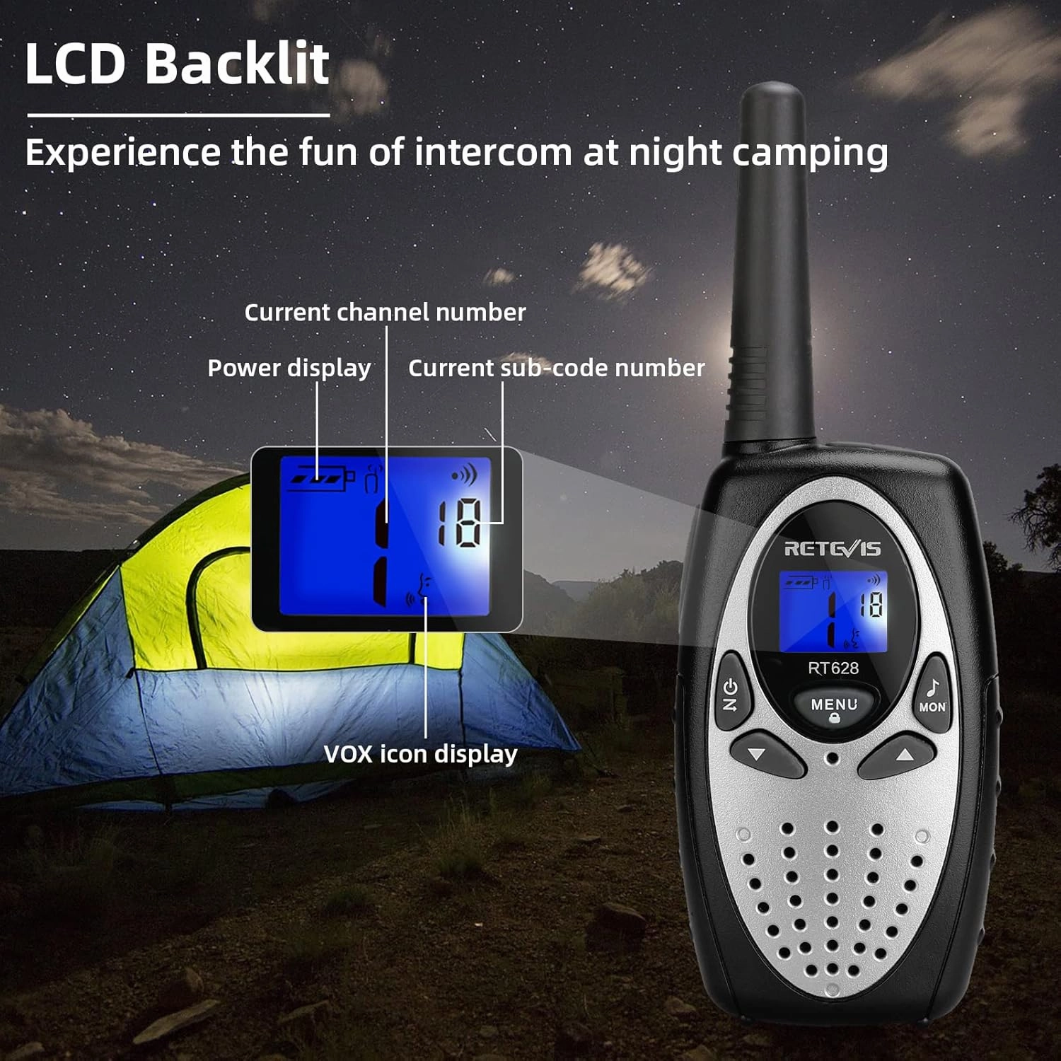 Retevis RT628 Walkie Talkies for Kids,Toy Gifts for 6-12 Year Old Boys Girls,Kid Gifts Walkie Talkie for Adults Outdoor Camping Hiking(Silvery 1 Pair)