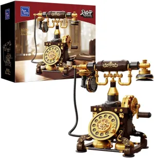 Retro Phone Building Blocks Set for Adults, Vintage DIY Telephone Model Kit with Realistic Design, Creative Home Decor Gift, Ideal Gifts for Collectors & Hobbyists