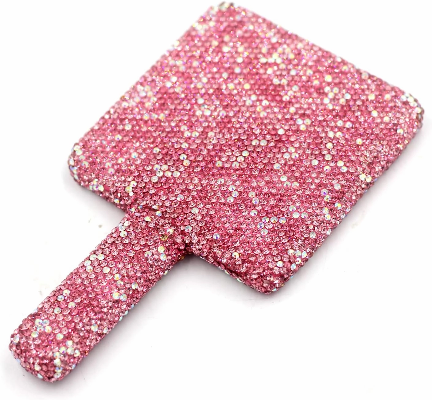 Rhinestone Hand Mirror - Bling Mirror with Dazzling Rhinestones, Perfect for Makeup and Decoration - Ideal Gift for Women and Girls (Square Pink)