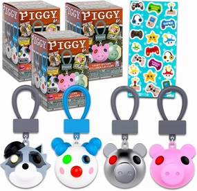Roblox Piggy Blind Box Party Favors: 3 Mystery Light-Up Keychains & More | Piggy Mini Figure Clip Toys for Kids