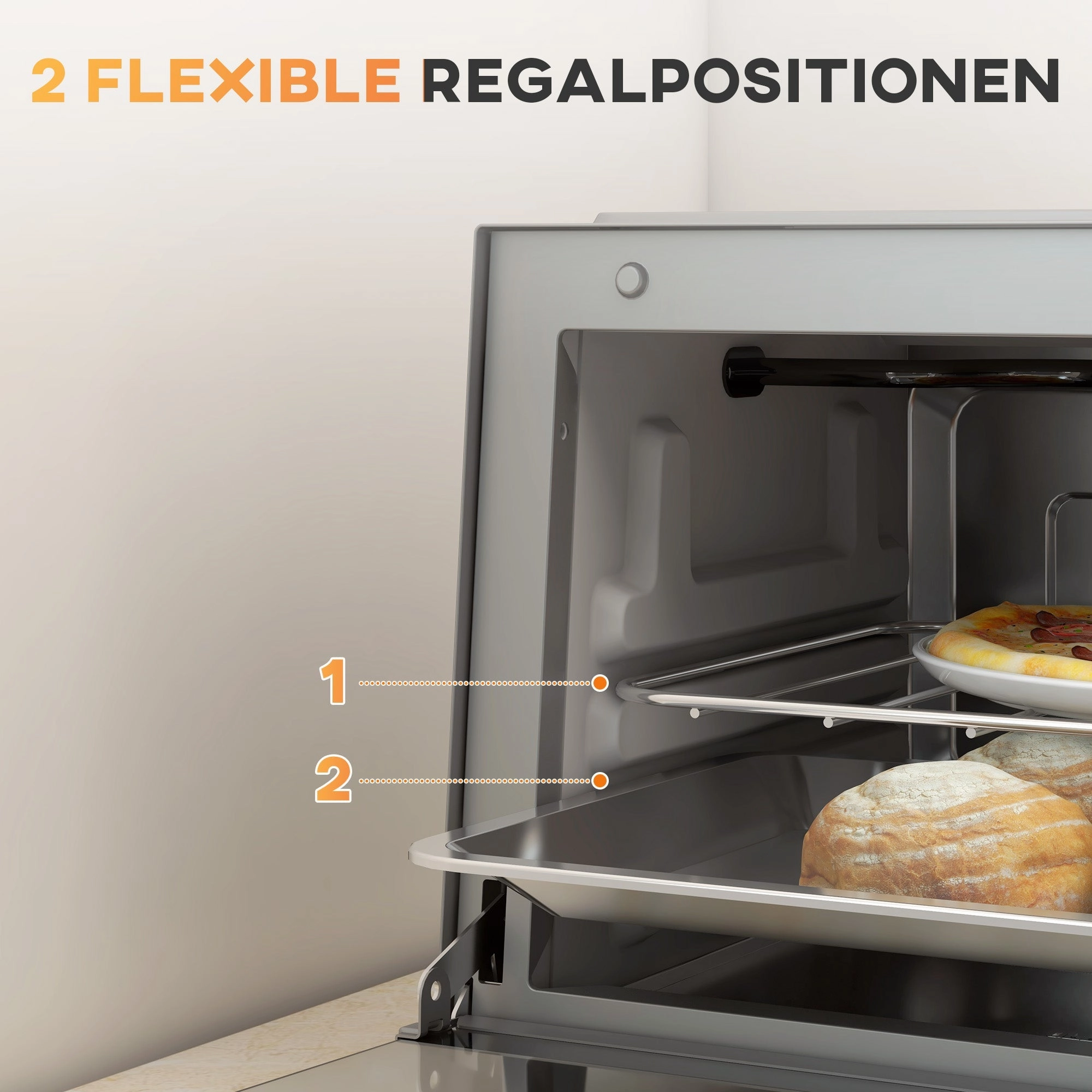 Rootz Mini Oven - Compact Electric Oven - Small Toaster Oven - Adjustable Cooking - 35cm x 24.6cm x 20cm - Stainless Steel, Grey