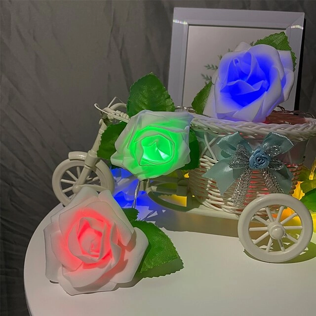 Rose Flower Leaf Fairy String Lights 3M-20LEDs 1.5M-10LEDs Wedding Garden Party Holiday Valentines Lights Decoration Battery or USB Powered